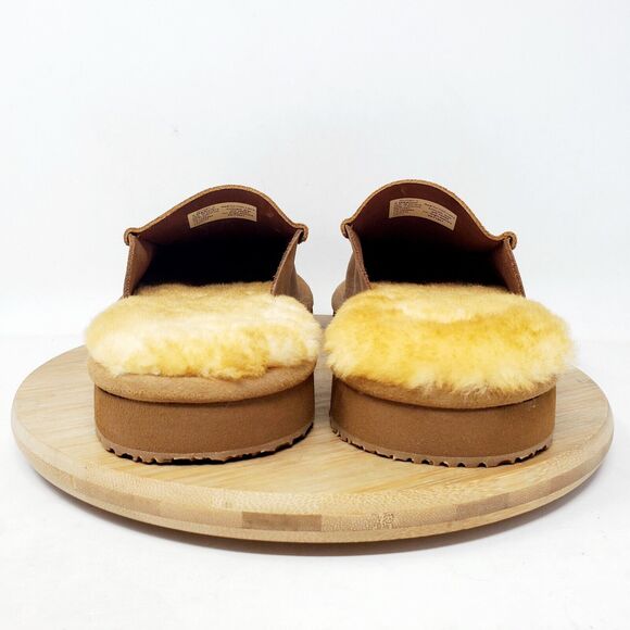 LL Bean Wicked Good Slipper Scuffs Women 9 Mule Brown Suede Shearling Shoes - Picture 7 of 12